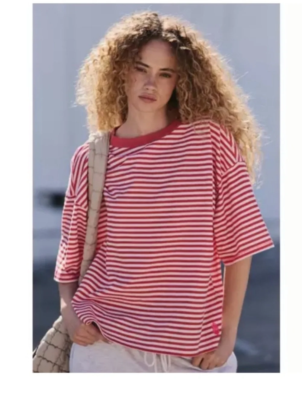 Free People Movement Red Stripe Tackle Tee Large - Picture 2 of 13